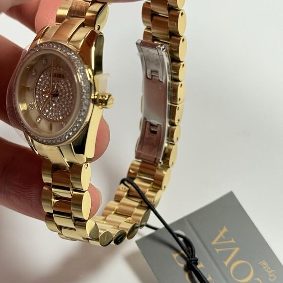 Bulova Classic 98L315 Crystal Pave Gold Tone Dial and Band Women’s Watch